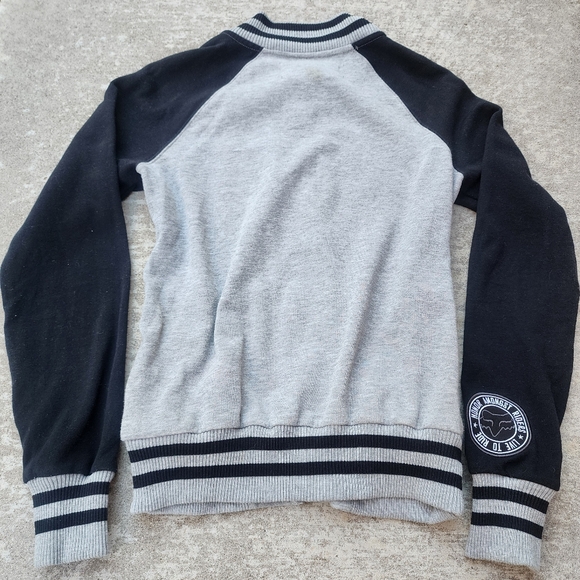 Y2K Fox Racing Women's Sweatshirt Style Gray Black Bomber‎ Zip Up Jacket, Sz M - Picture 8 of 10